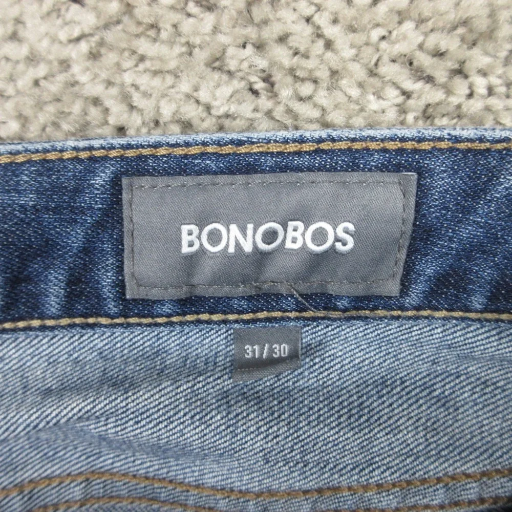 Bonobos Jeans Mens 31x30 Blue Slim Straight Faded Whisker Stretch Denim Pants